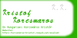 kristof korcsmaros business card