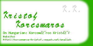 kristof korcsmaros business card